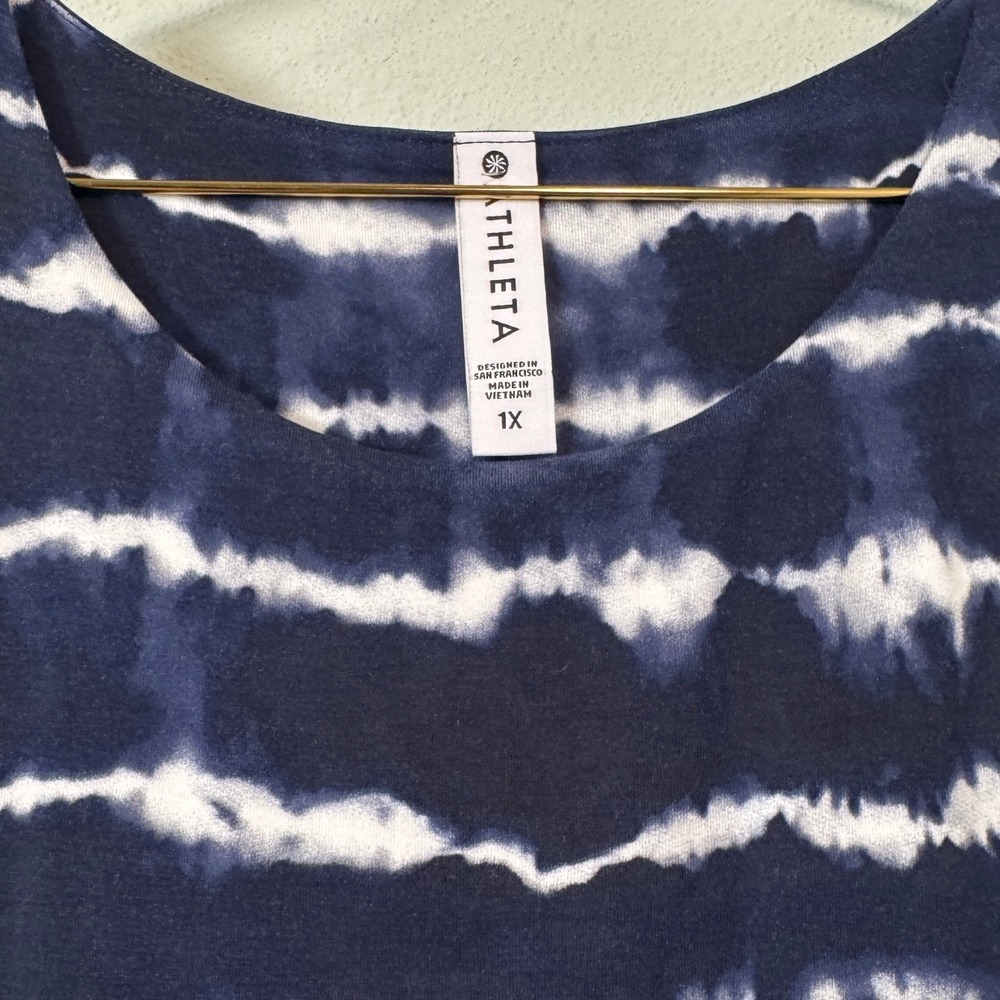 Athleta Santorini Thera Print Dress Blue Navy Tie Dye Stripe UPF 1X NEW Beach - Picture 8 of 11